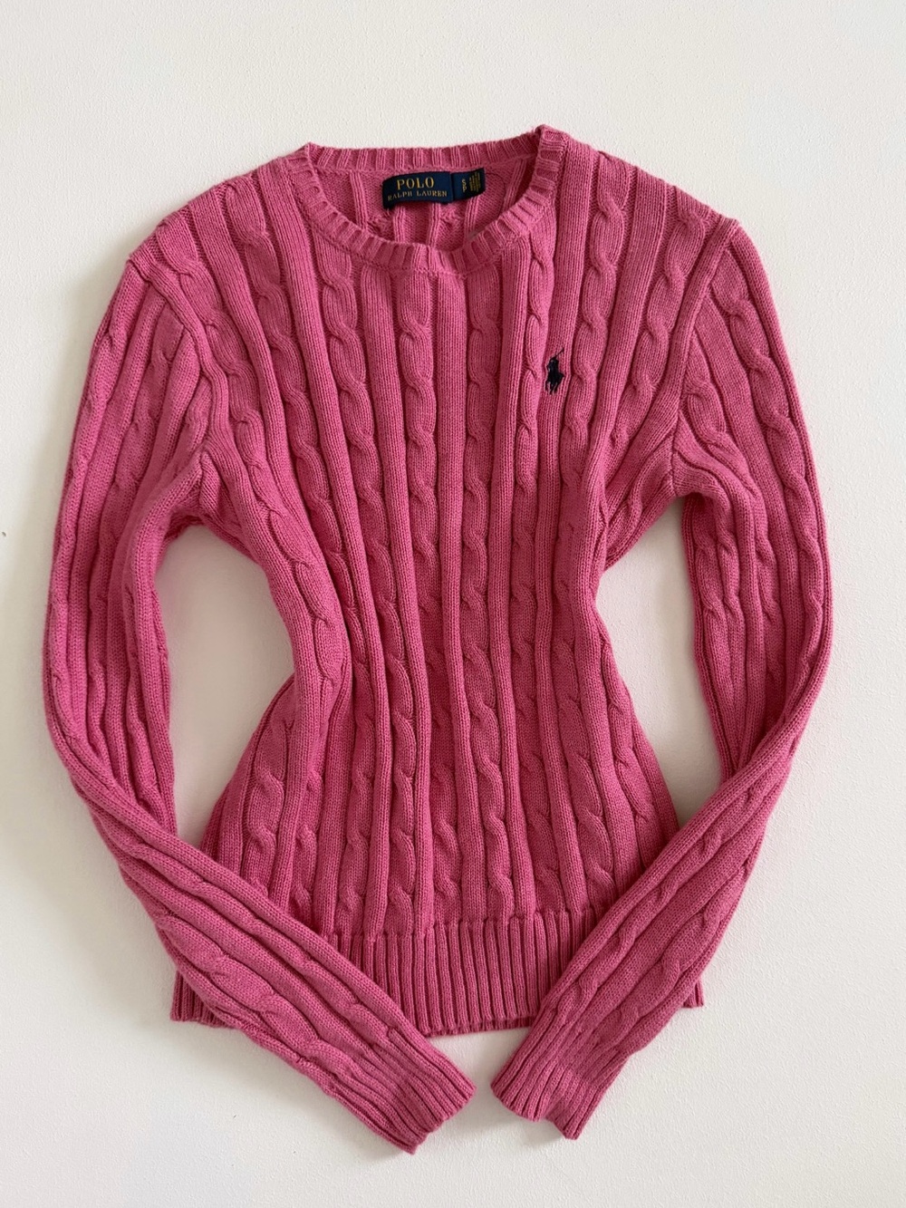 Ralph Lauren Cable Knit Crewneck Sweater - Rose Pink